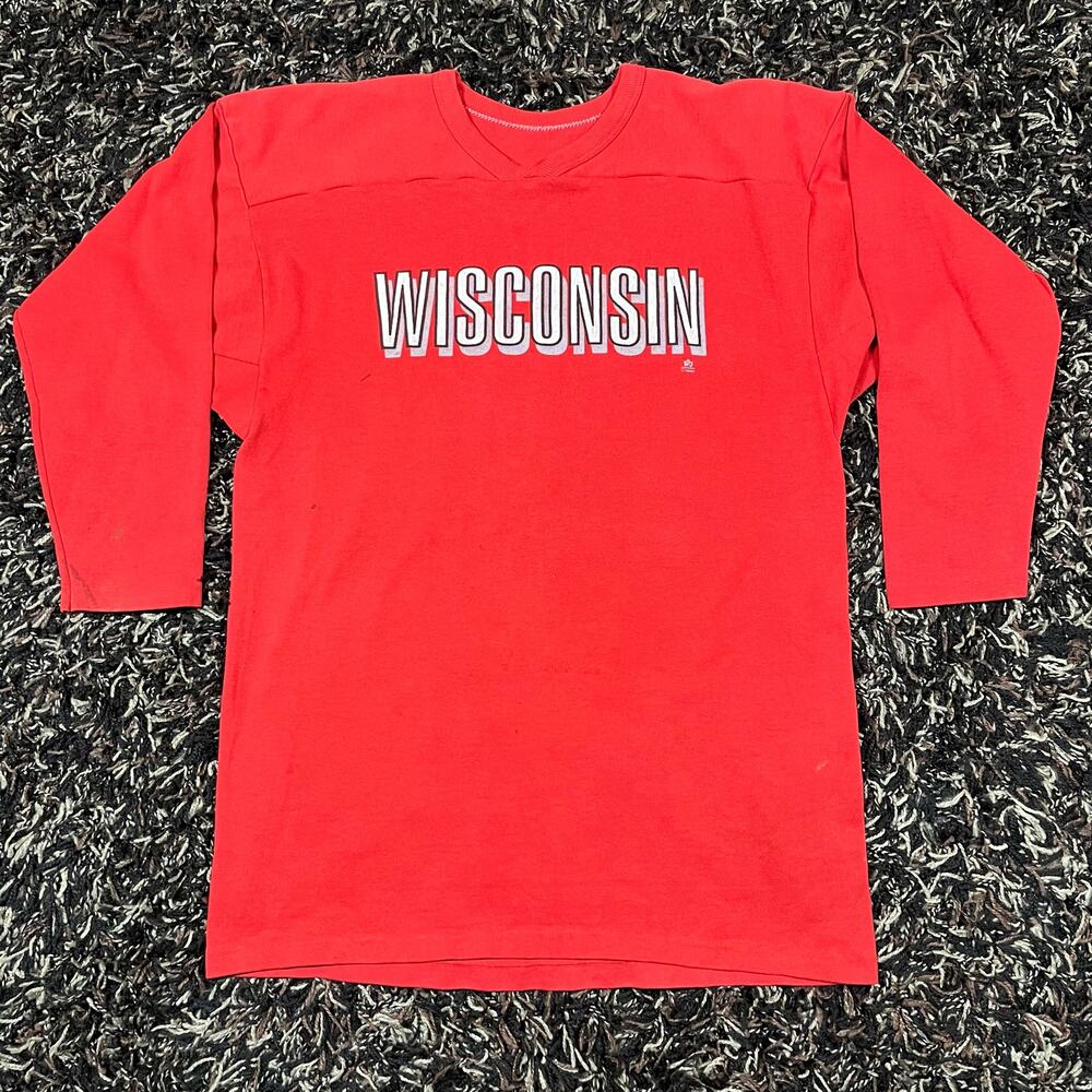 Vintage 1995 Wisconsin‎ Badgers Men's  T-Shirt Red Sz M Long Sleeve Preowned